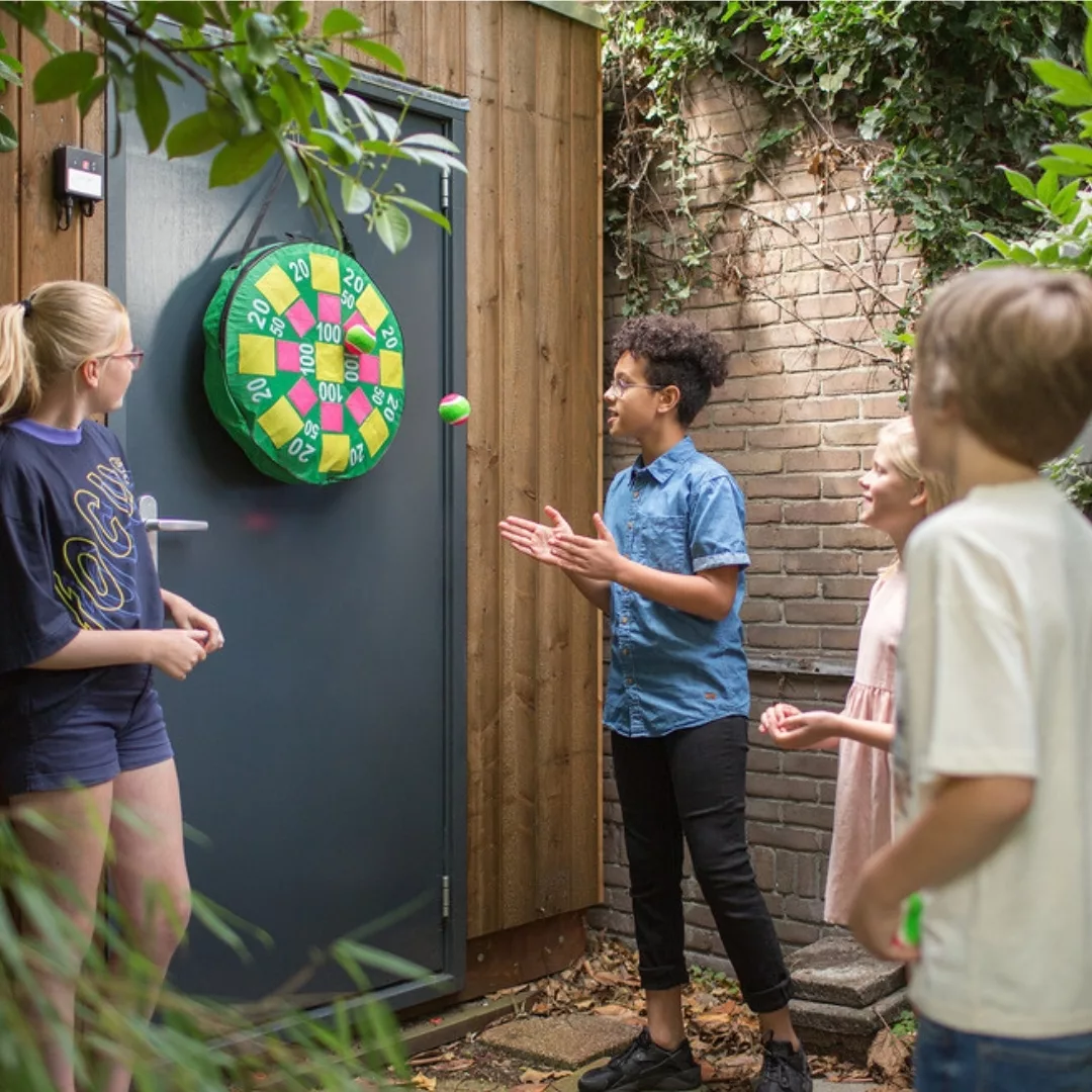 Мек дартс за деца с топки текстилна мишена зелен 4+