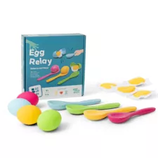 Състезателна игра с яйца и лъжици цветни пластмасови 4+ години