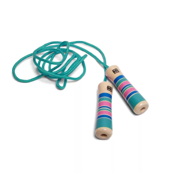 Въже за скачане с дървени дръжки зелено BS Toys за деца 5+
