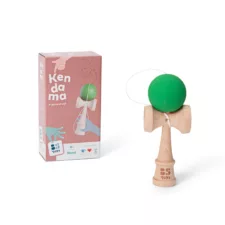 Дървена кендама игра за ловкост със зелена топка от дърво 8+ години