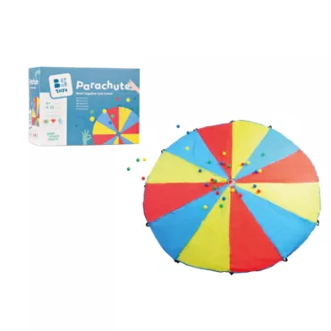 Детски парашут за игра с 24 топки BS Toys цветен полиестер комплект 305 см 4+