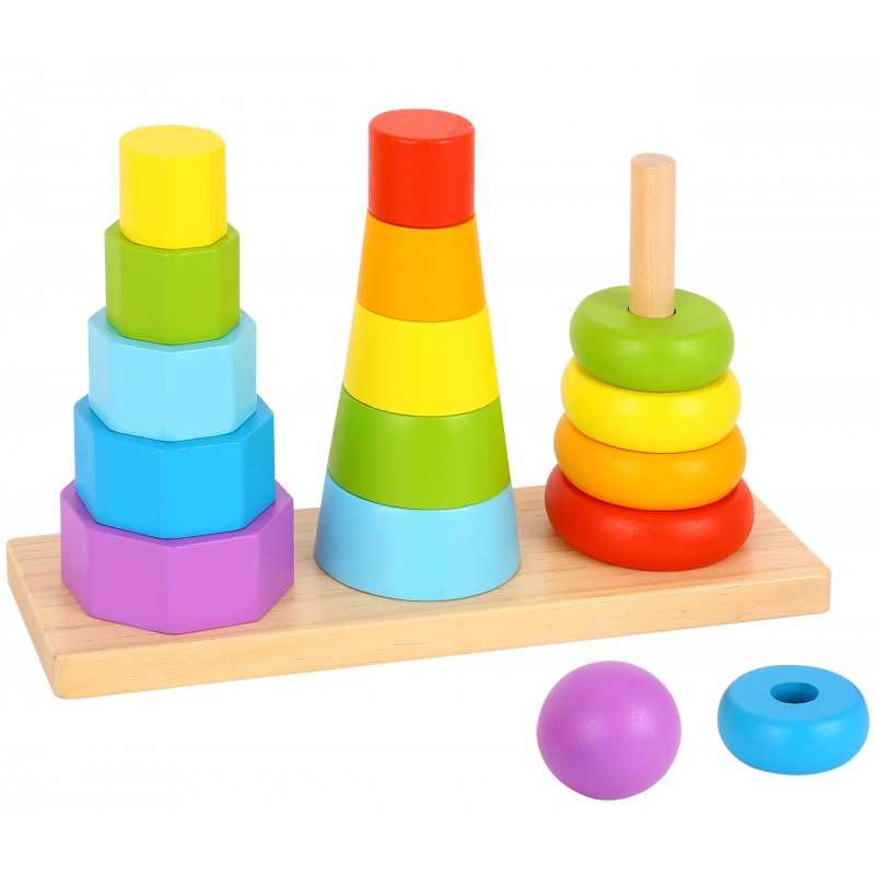 Дървена играчка с геометрични рингове за нанизване-bellamiestore