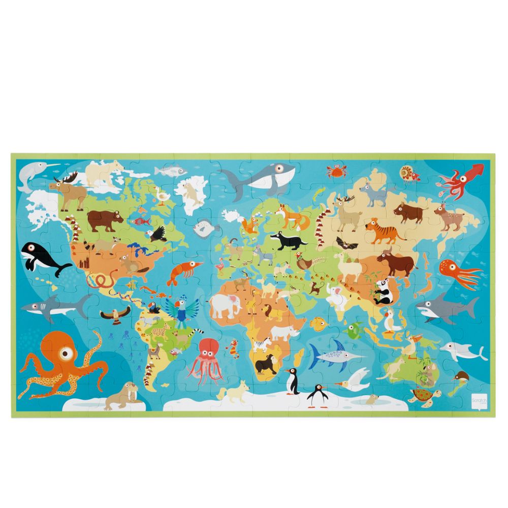 Гигантски картонен пъзел за деца - Животните по света-bellamiestore