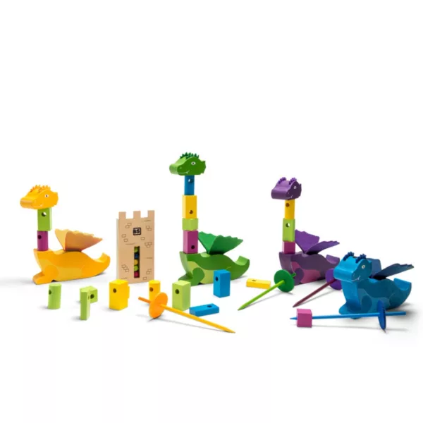 Конструктивна настолна игра Дракони – BS Toys с цветни дървени елементи и филц 4+