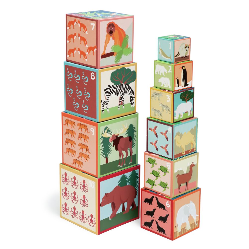 Scratch пирамида от картонени кубчета - Животните по света- bellamiestore