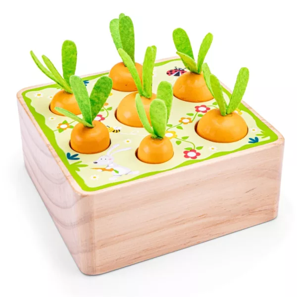 Монтесори дървена игра New Classic Toys със седем подредени моркова от 18 месеца