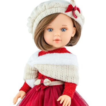 Кукла Марина с червена бална рокля и болеро-bellamiestore