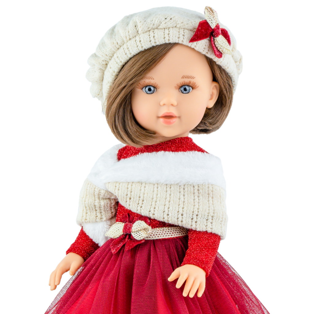Кукла Марина с червена бална рокля и болеро-bellamiestore