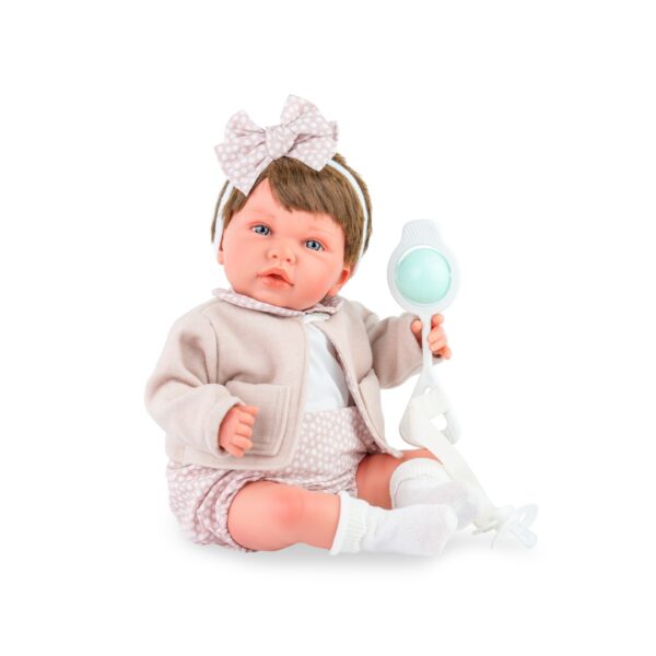Реалистична кукла - Новородено бебе Анна с дрънкалка и биберон