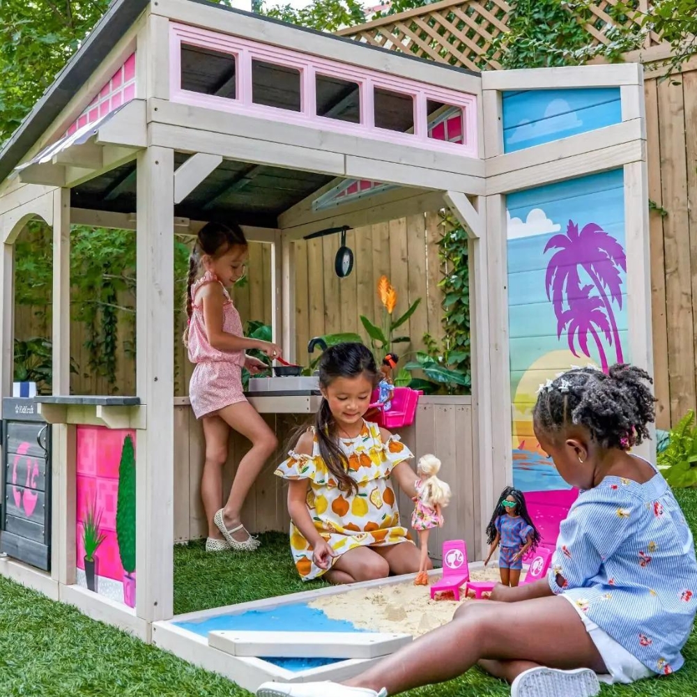 Барби дървена къща за игра на двора-bellamiestore