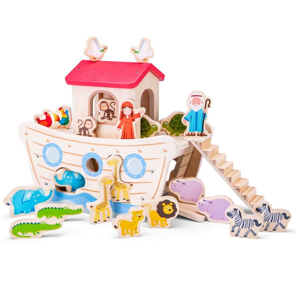 Кораба на Ной - дървена играчка за сортиране -bellamiestore