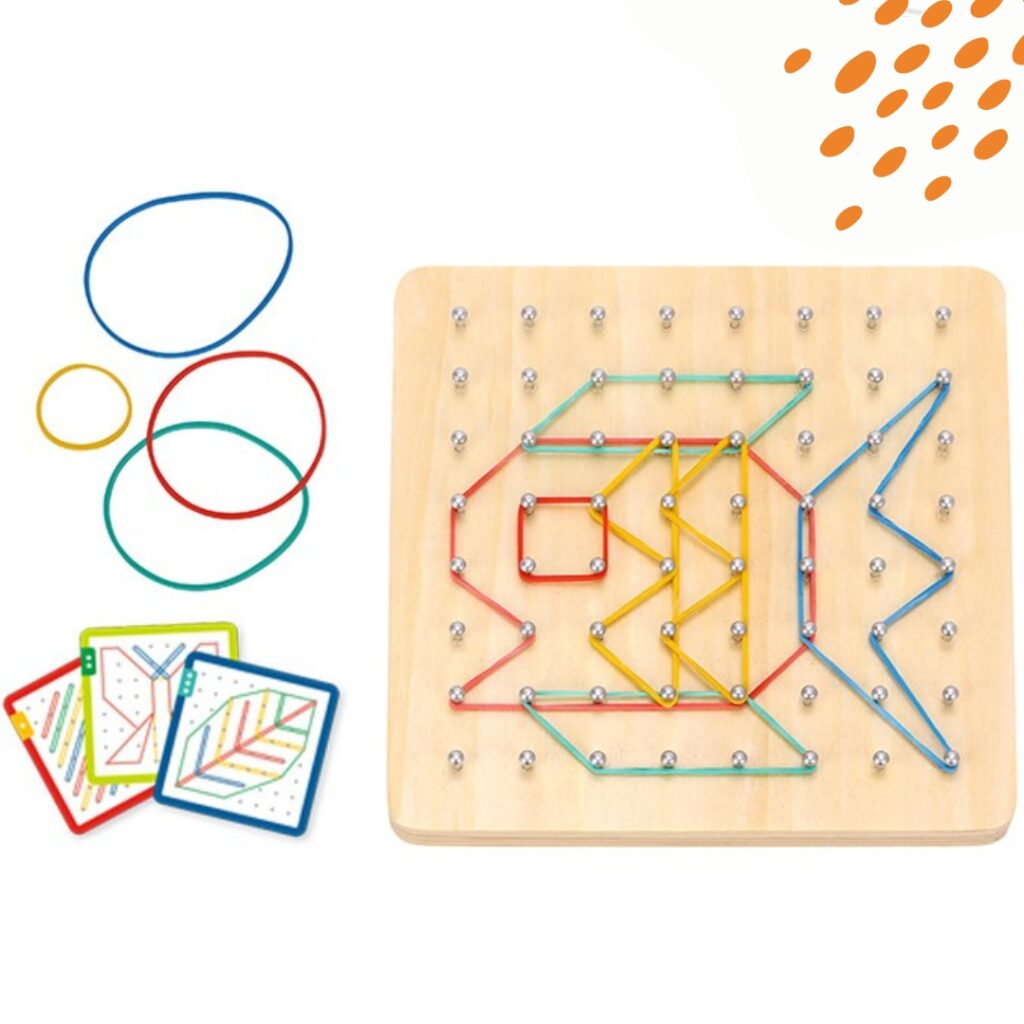 Образователна игра - Гео борд с ластици и примерни карти-bellamiestore