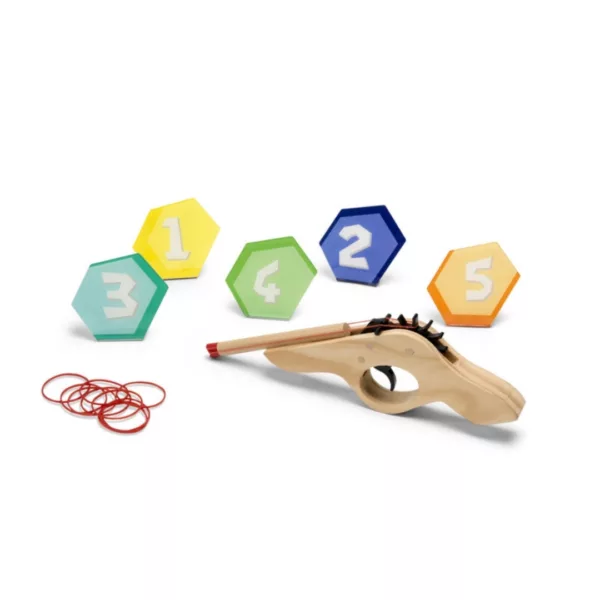Пистолет с мишени – играчка за стрелба от BS Toys с ластици и дървен пистолет