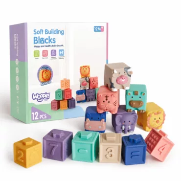 Бебешки меки кубчета с животни Jolly Toy за сетивно развитие 12 месеца