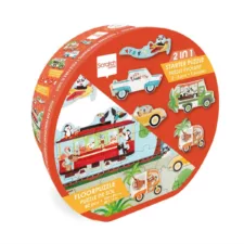 Голям стартиращ пъзел с превозни средства Scratch 2 в 1 цветен картонен пъзел за деца 2+