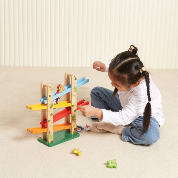 Viga toys Дървена писта за спускане с животни -bellamiestore