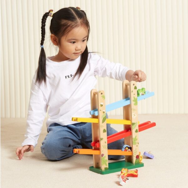 Viga toys Дървена писта за спускане с животни -bellamiestore