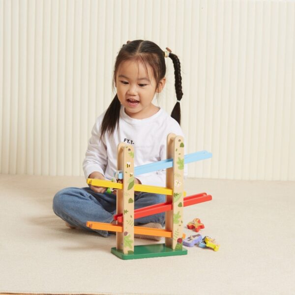 Viga toys Дървена писта за спускане с животни -bellamiestore