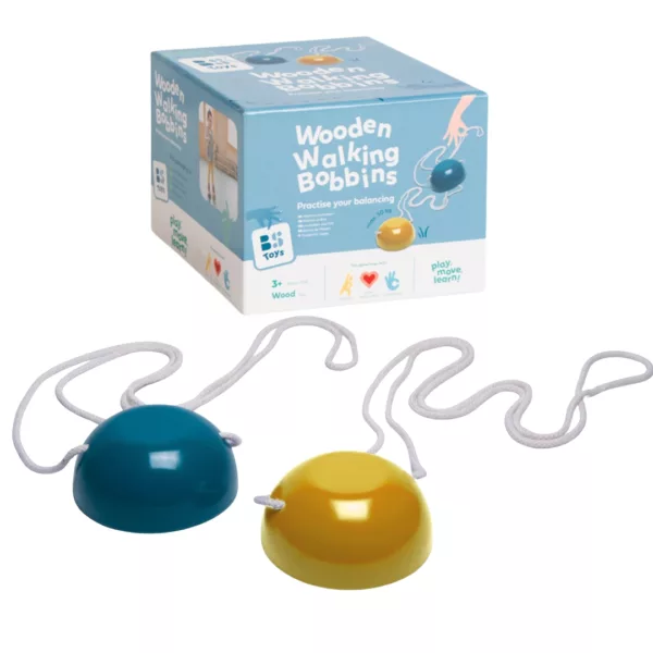 Детски кокили за баланс жълти и сини дървени 3+