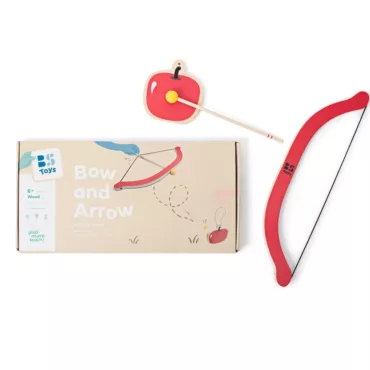 Детски комплект за стрелба с лък и мишена червен дървен 6+