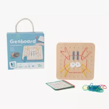 Комплект Геоборд с дървена дъска, карти и ластици – BS ToysКомплект Геоборд с карти