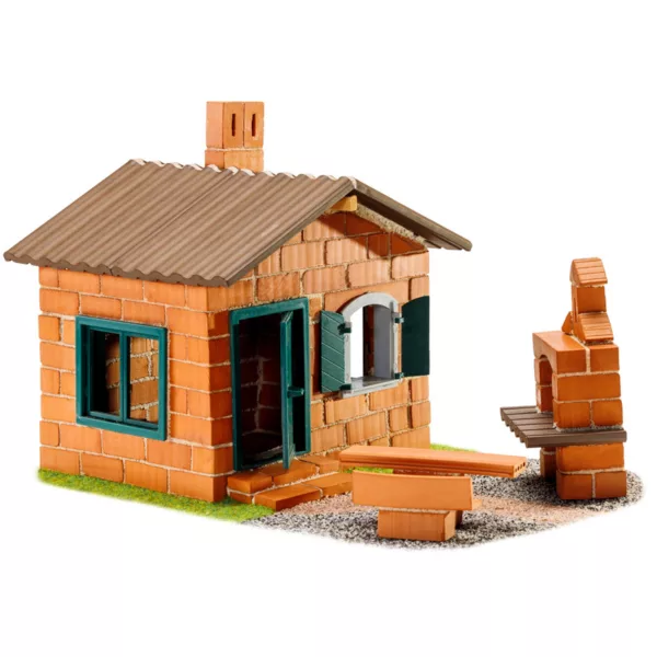 Конструктор с тухли Къща с барбекю Teifoc готов модел с керамични тухли 8+