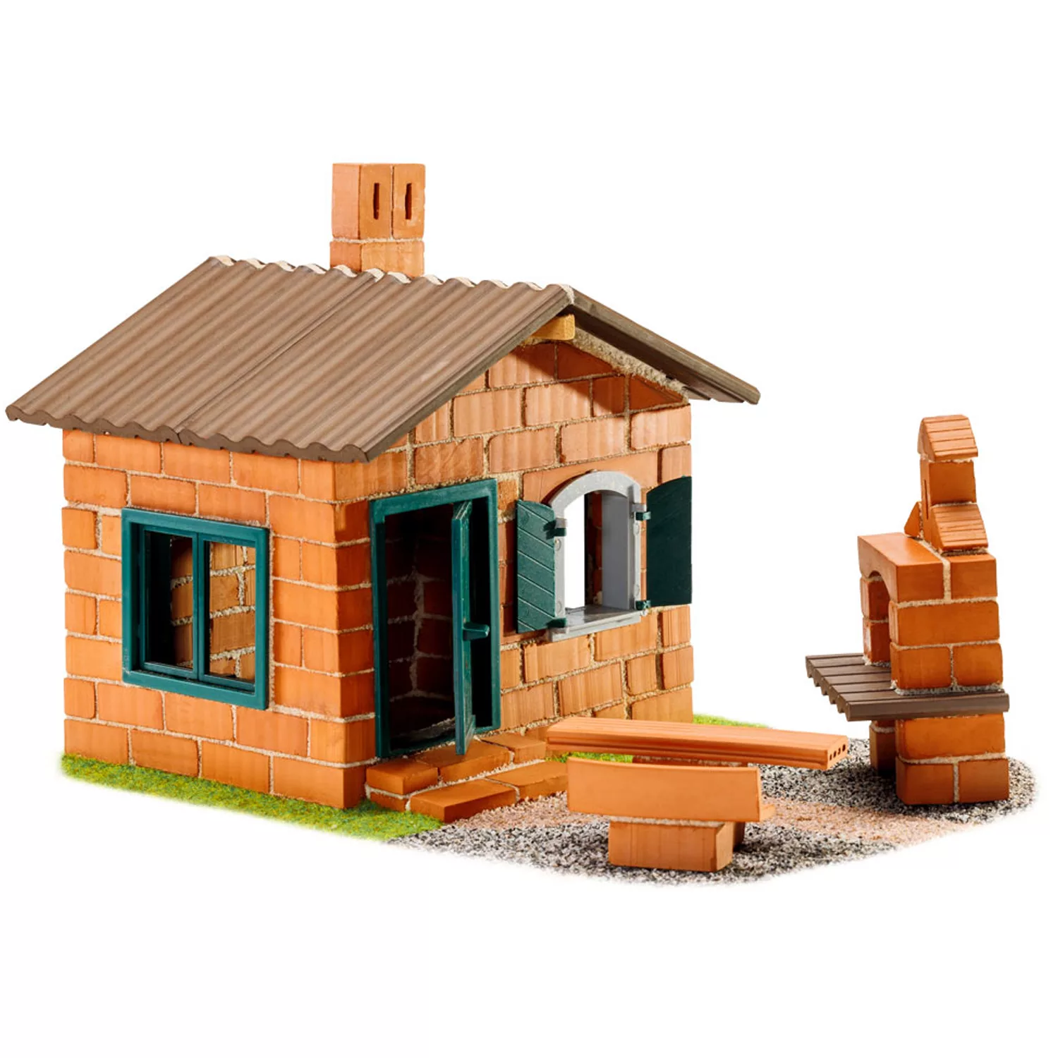 Конструктор с тухли Къща с барбекю Teifoc готов модел с керамични тухли 8+