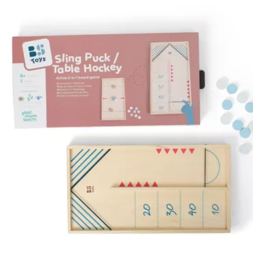 Хокей на маса и Шайби &ndash; 2 игри в 1 от BS Toys с дървена дъска и сини шайби 6+