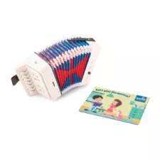 Детски акордеон с книжка New Classic Toys в бял цвят за музикално развитие 3+