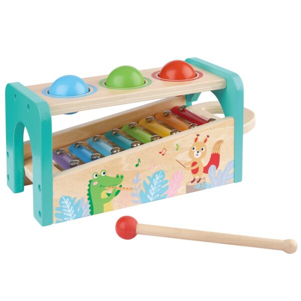 Дървен бебешки ксилофон с чукче и топки-bellamiestore