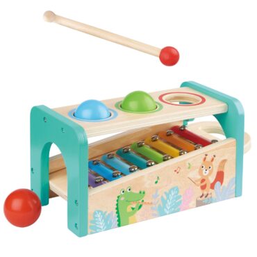 Дървен бебешки ксилофон с чукче и топки-bellamiestore
