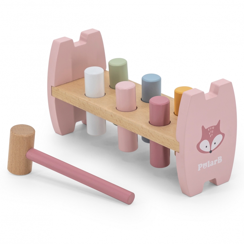 Дървена играчка за координация с чукче - Лисиче-bellamiestore