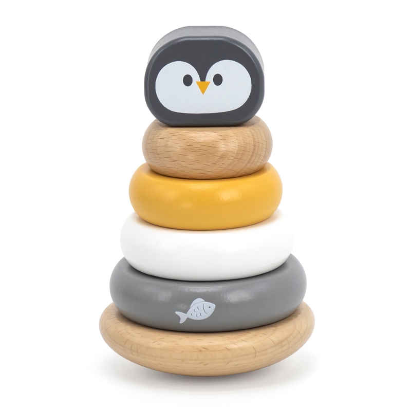 Дървена играчка за нанизване - Пингвинче Polar B-беламистор