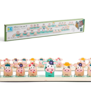 Познай коя крава съм детска настолна игра BS Toys с дървени кравички 4+
