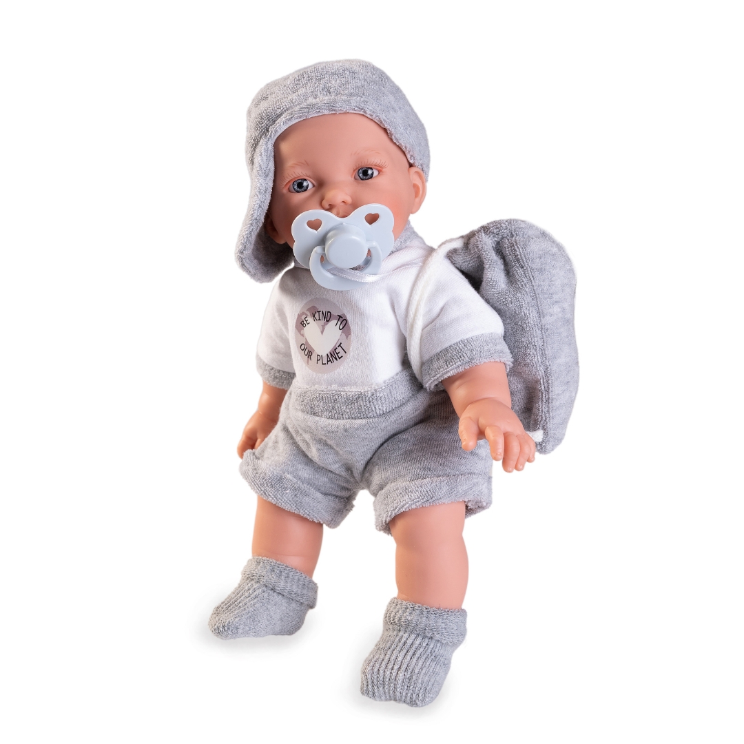 Детска кукла - Бебе Хуан с биберон и раница-bellamiestore