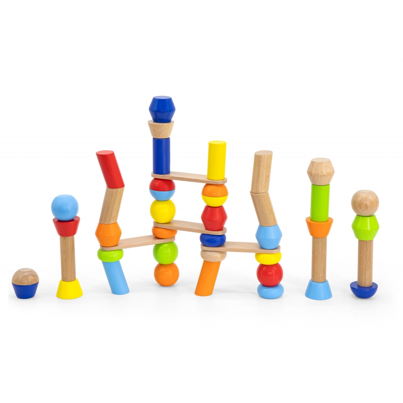 Монтесори игра с дървени фигури за балансиране-беламистор