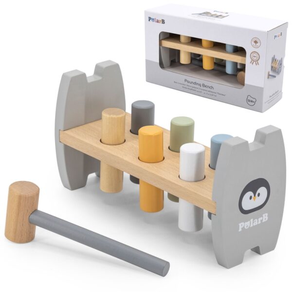 Polar B Дървена играчка с чукче - Пингвинче-bellamiestore