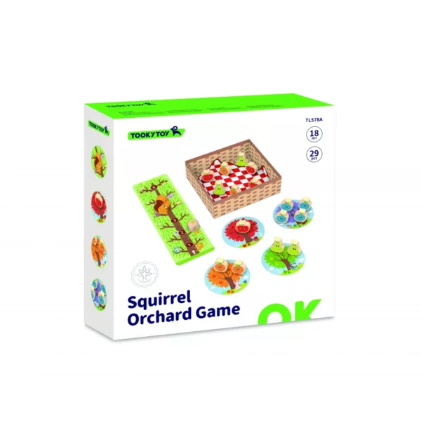 Детска настолна игра Катерица в овощната градина Tooky Toy кутия и съдържание