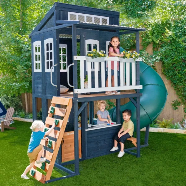 Kidkraft Къща за двора на 2 етажа с пързалка - Navy-bellamiestore