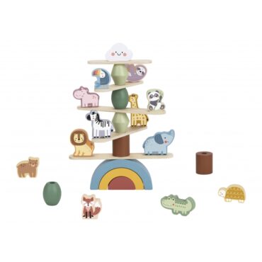 Tooy Toy Игра за баланс с дървени фигурки на животни-bellamiestore