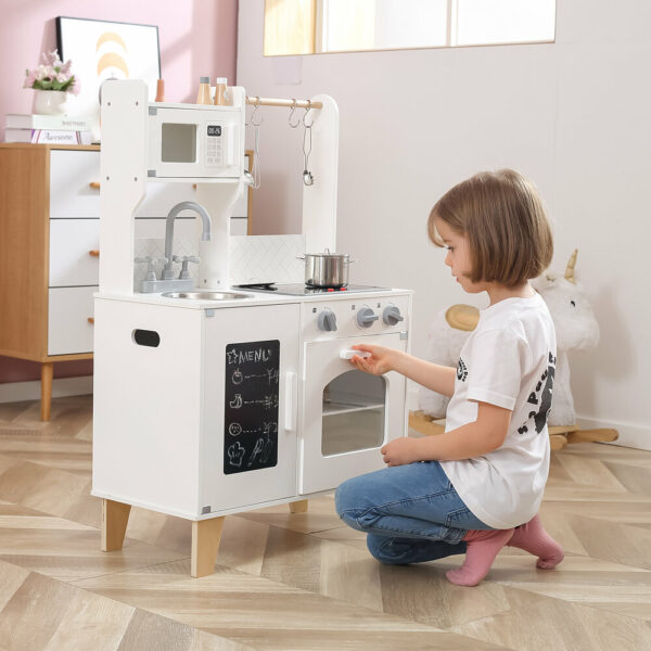 Бяла детска дървена кухня със светлини и звуци-беламистор