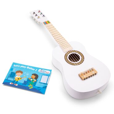 Детска дървена китара в бяло New classic toys-bellamiestore