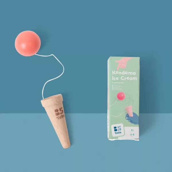 Кендама за деца BS Toys Сладолед дървена с червена топка 6+