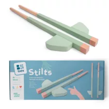 Детски дървени кокили за баланс BS Toys зелени естествено дърво