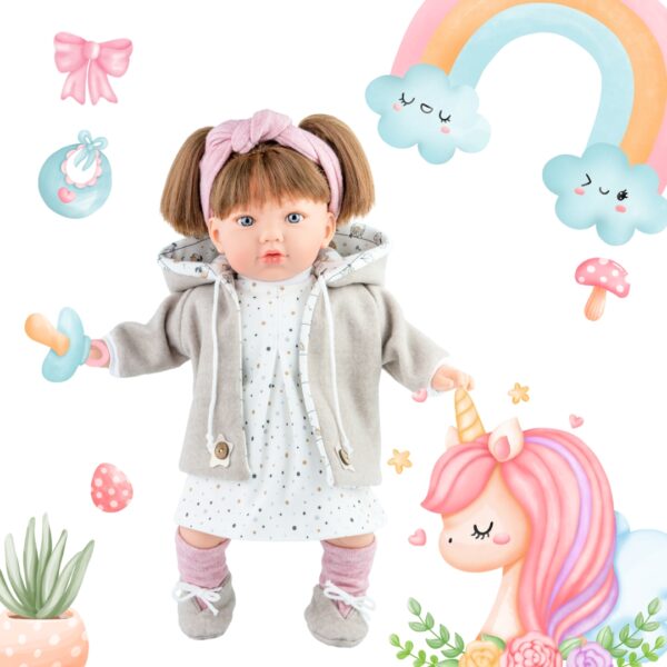 Кукла Алина с рокля и жилетка 45см. Marina & Pau иска да ти стане приятел