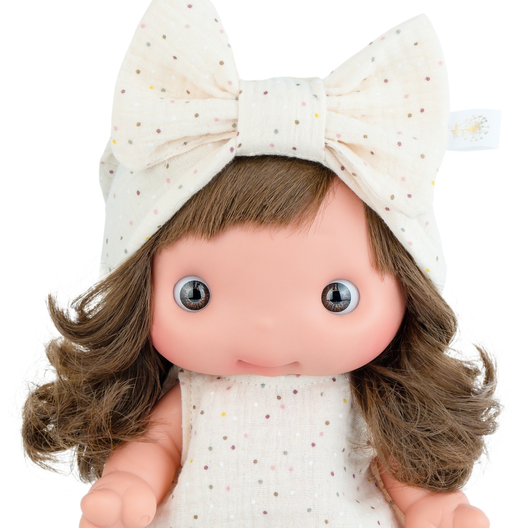 Кукла бебе Piu с дълга коса и панделка-bellamiestore