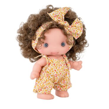 Кукла бебе Piu с къдрава коса и гащеризон