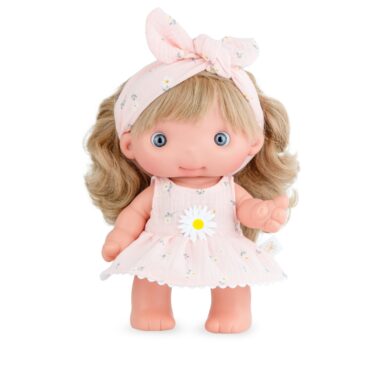 Кукла бебе Pio с къдрици и рокля-bellamiestore