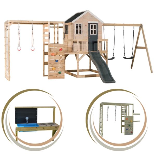 Дървен комплект с много активности - Моята крепост-bellamiestore