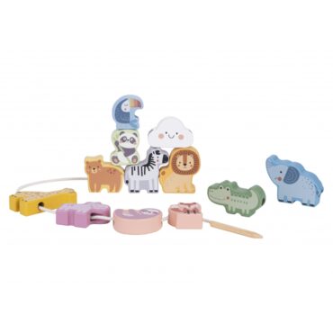 Дървени фигури за нанизване с животни - Tooky toy-bellamiestore